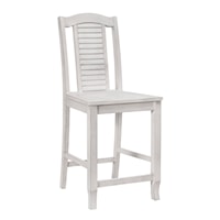 Coastal Stool with Slat Back (BUILT) in Chalk