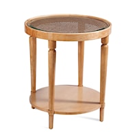 Transitional End Table with Cane Insert Top