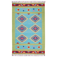 6'6" x 9'6" Blue/Green Rectangle Rug