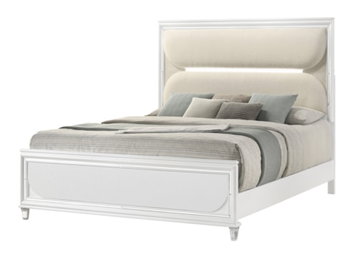 Eden Contemporary Upholstered King Bed with Built-in LED Lighting