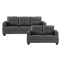 Contemporary 2-Piece Living Room Set with Button Tufting