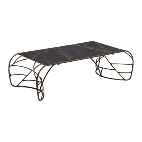 Contemporary Coffee Table with Black Marble Top