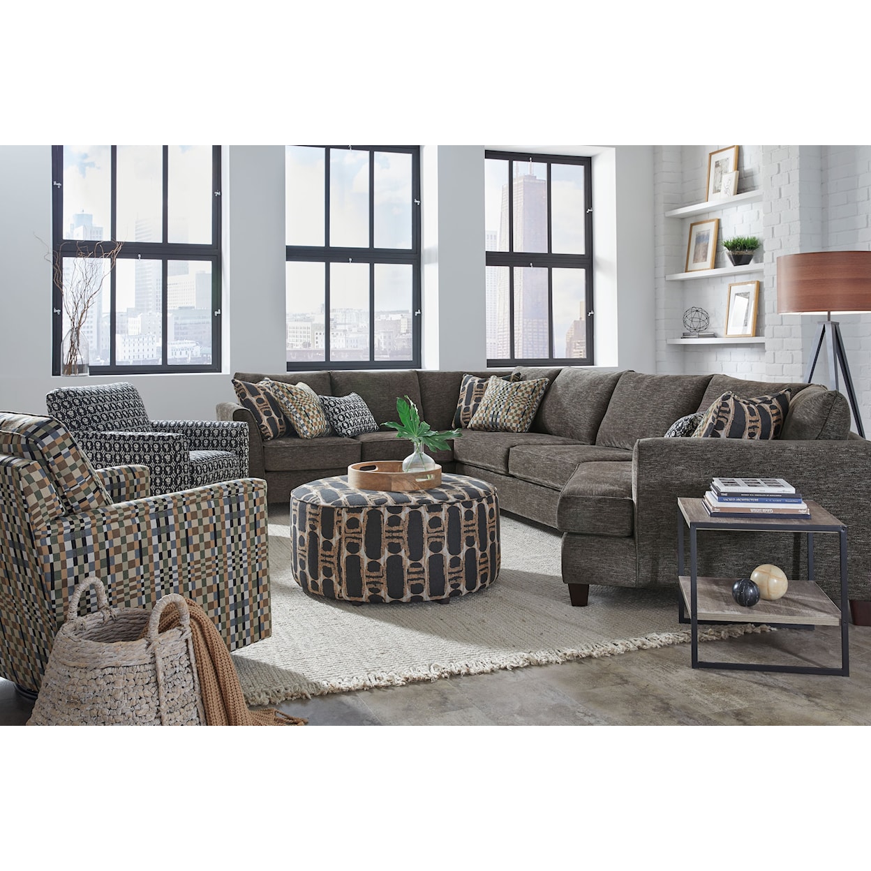 Fusion Furniture 28 MERIDA CLOVE Sectional with Cuddler