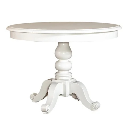 Transitional Round Pedestal Table with Leaf Insert