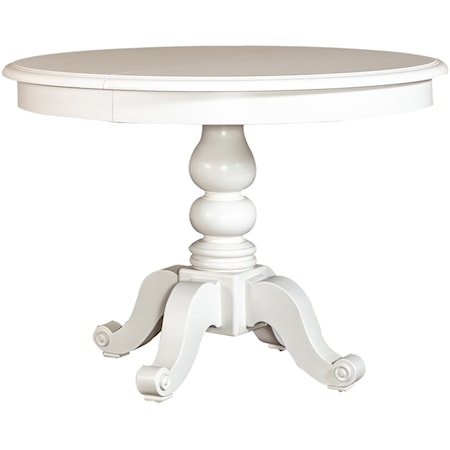 Transitional Round Pedestal Table with Leaf Insert