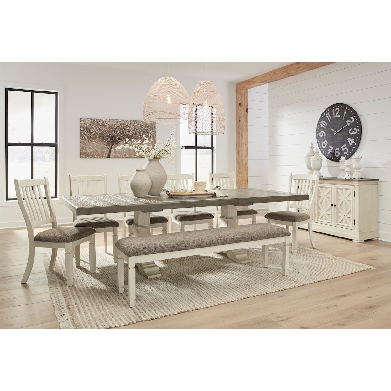 Signature Design by Ashley Furniture Bolanburg 8-Piece Dining Set with Bench