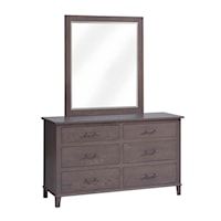 Contemporary 6-Drawer Dresser with Attached Mirror