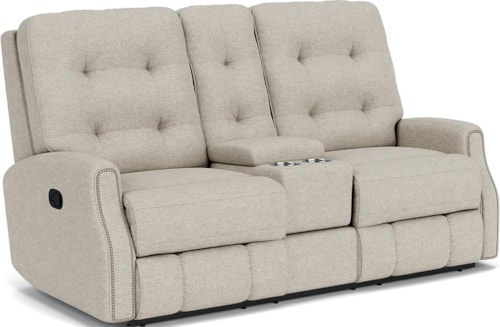Button Tufted Manual Reclining Loveseat with Console