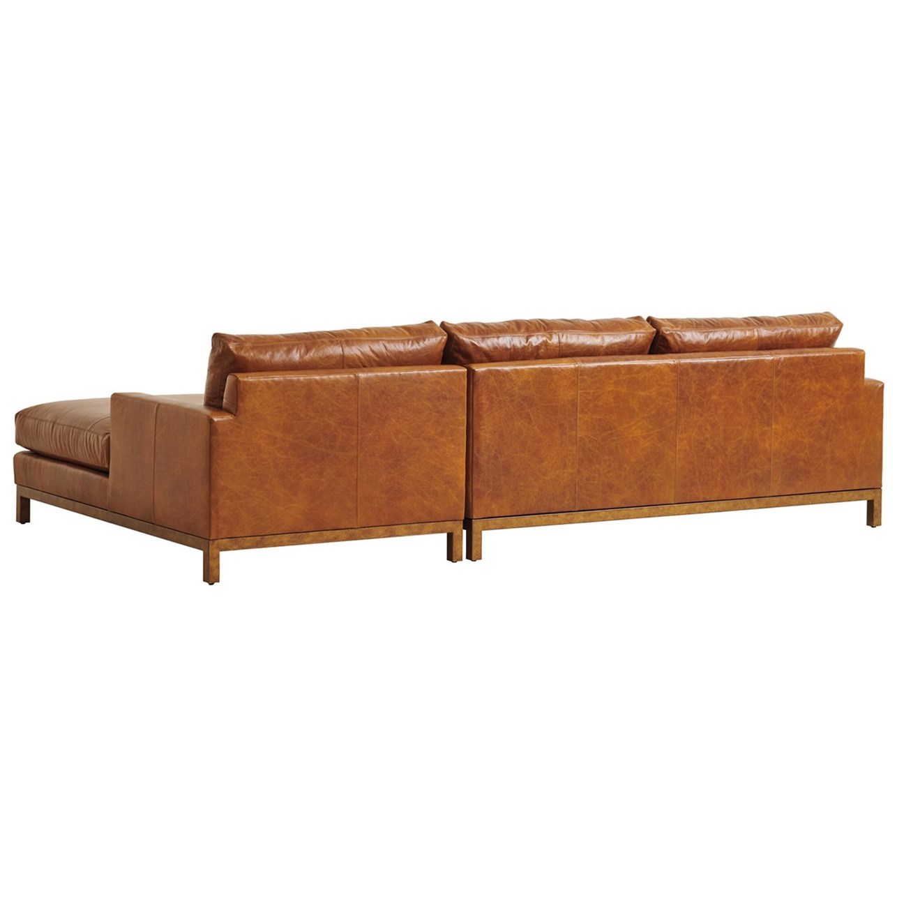 2-Piece Leather Sectional Sofa w/Brass Base