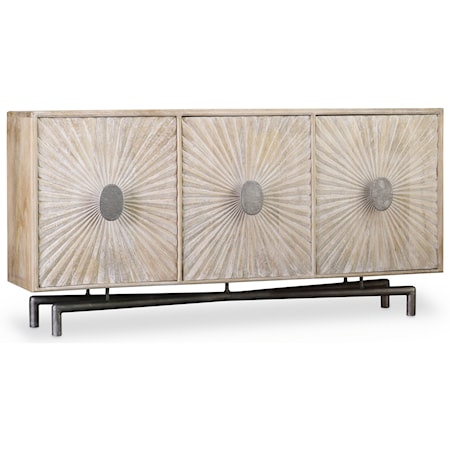 Contemporary 3-Door Entertainment Console with Iron Base