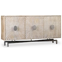 Contemporary 3-Door Entertainment Console with Iron Base