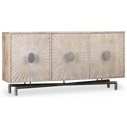 Contemporary 3-Door Entertainment Console with Iron Base
