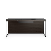 Contemporary Desk with Keyboard Drawer and Glass Top