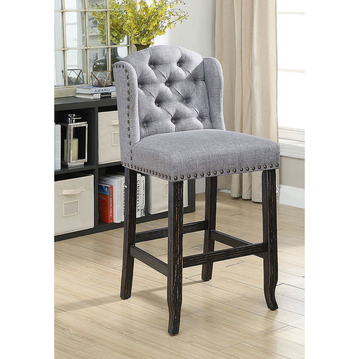 Furniture of America Sania Wing Back Bar Height Chair