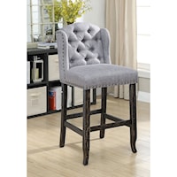 Rustic Wing Back Bar Height Chair with Tufting and Nailhead Trim