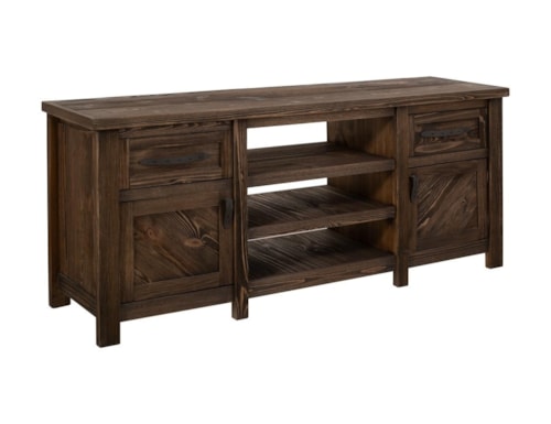 Farmhouse 2-Drawer TV Stand with Open Shelving