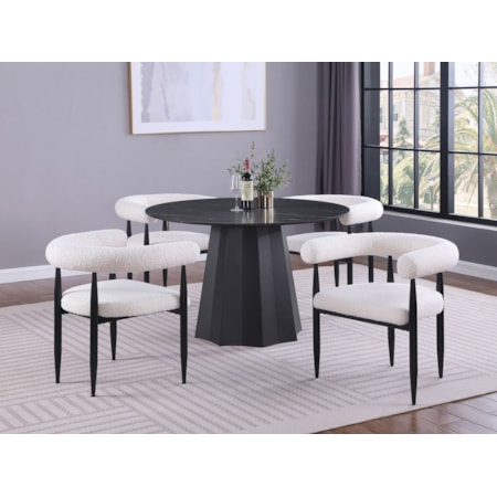 5-piece Faux Marble Top Dining Table Set