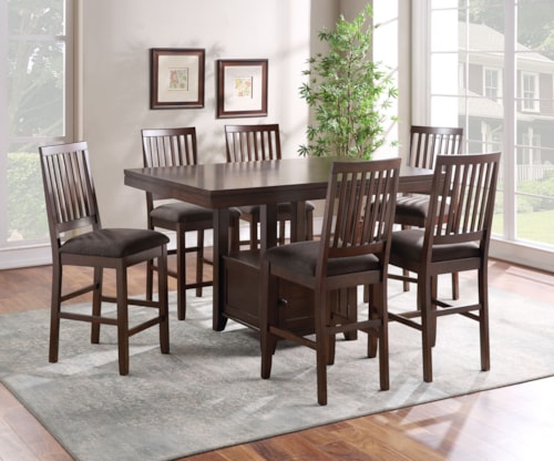 Transitional 7-Piece Counter-Height Dining Set