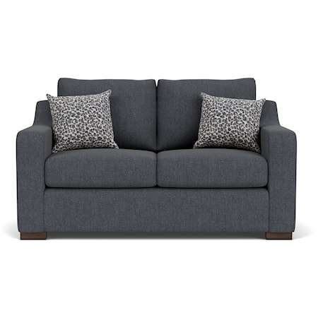 Transitional Loveseat with Sloped Track Arms