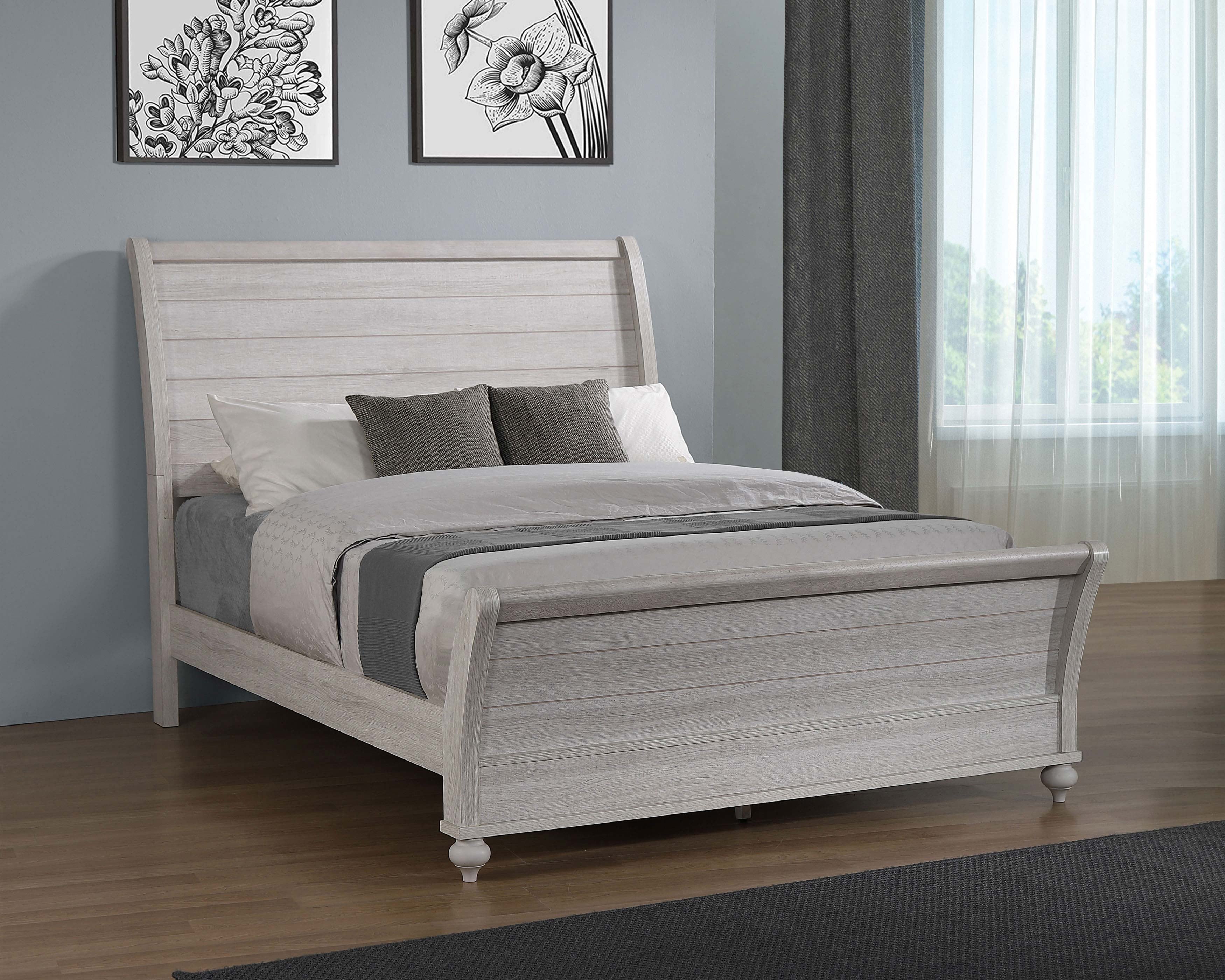 Wood Cal King Sleigh Bed