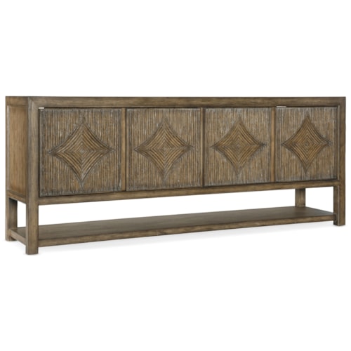 Coastal 4-Door Entertainment Console with Adjustable Shelves
