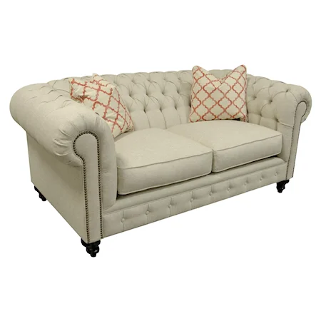 Traditional Loveseat with Chesterfield Style and Nailhead Trim