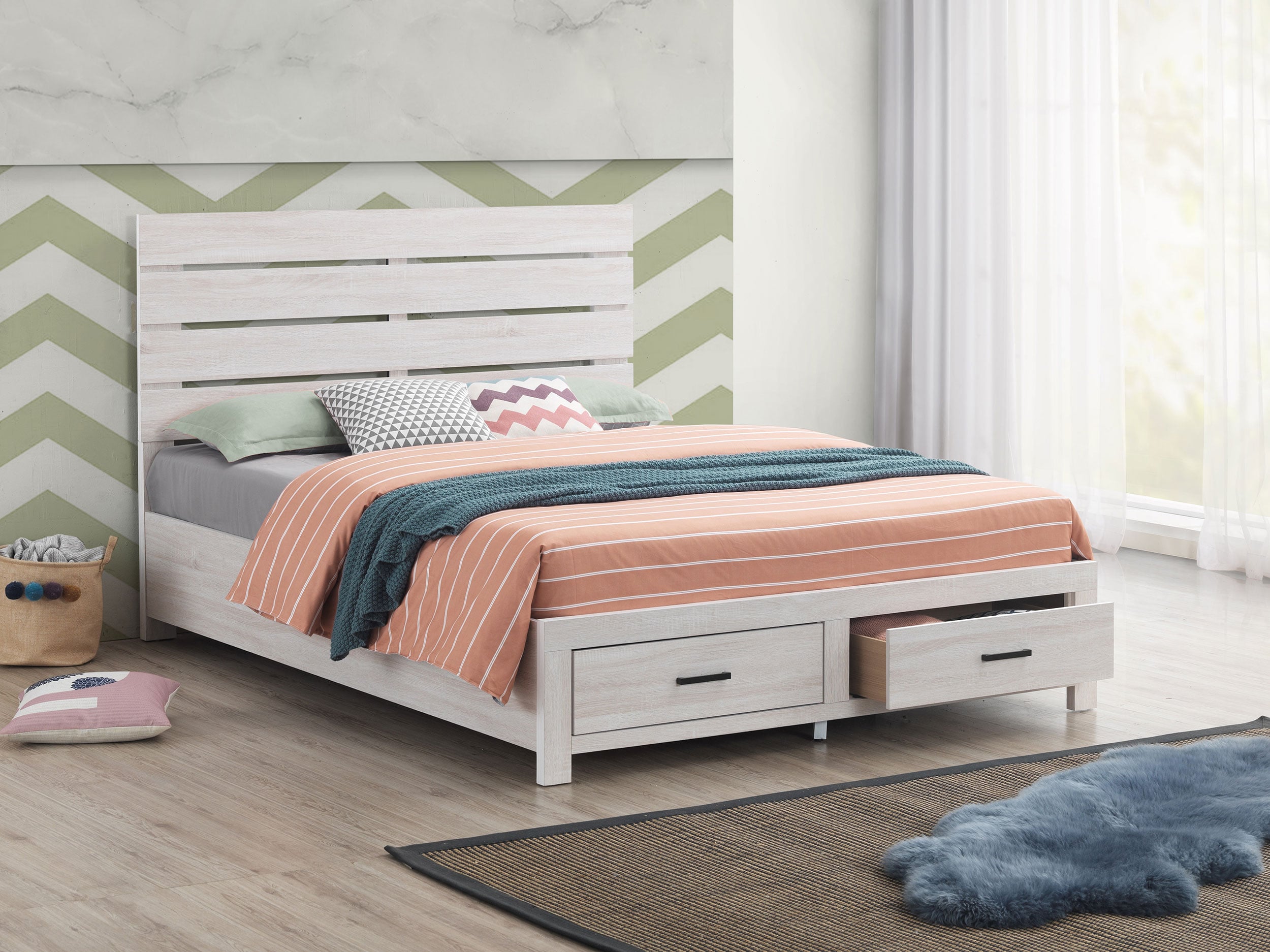 Wood King Storage Panel Bed