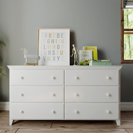 Youth 6 Drawer Dresser in White