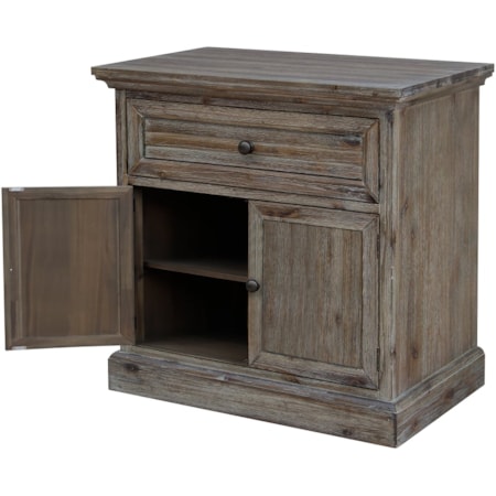 Nightstand with 1 Drawer and 2 Doors