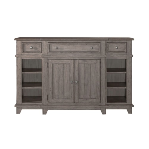 Farmhouse 3-Drawer Breakfront Server with Silverware Tray