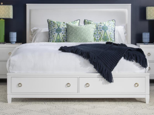 Contemporary Queen Storage Bed with Upholstered Headboard