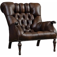 Traditional Leather Accent Chair with Button Tufting