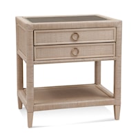 Transitional 2-Drawer Nightstand with Inset Glass Top