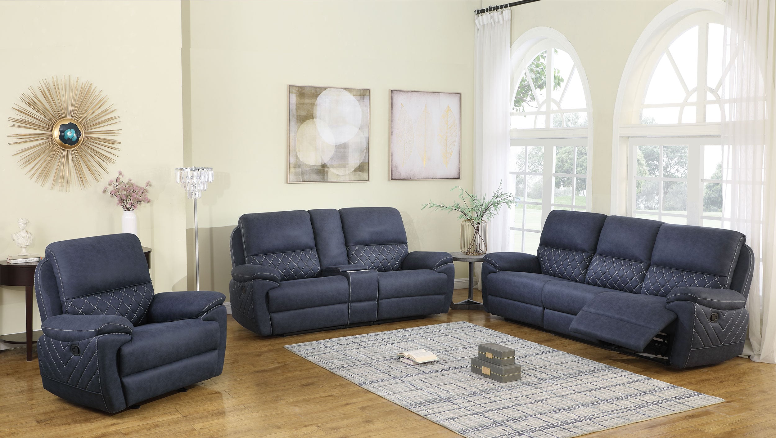 Coaster Variel Variel Tufted Motion Loveseat w/ Console