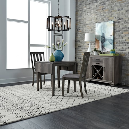 Contemporary 3-Piece Dining Set with Drop Leaves
