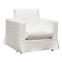 Slip-Cover Chair In White Natural Linen