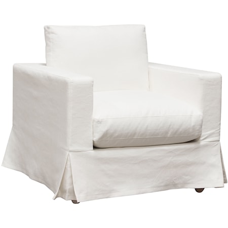 Slip-Cover Chair In White Natural Linen