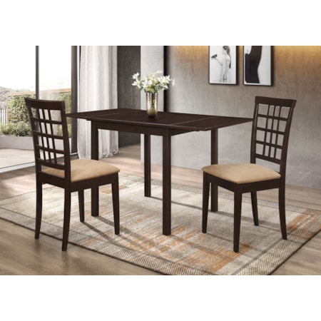 3-piece Drop Leaf Dining Table Set and Tan