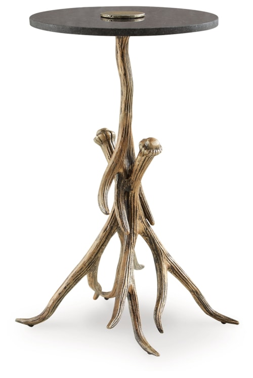 Accent Table with Faux Antler Base and Black Marble Top