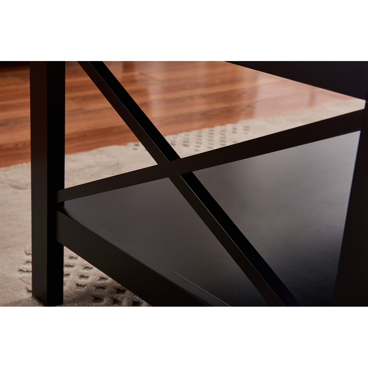 Milton Greens Stars Coffee Tables BLACK X-SIDE PANEL COFFEE TABLE | WITH BOTTO