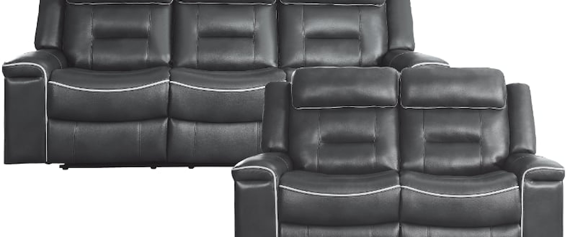 Contemporary 2-Piece Reclining Living Room Set with Extended Reclining Mechanism