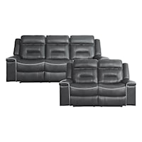 Contemporary 2-Piece Reclining Living Room Set with Extended Reclining Mechanism