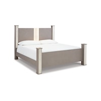 Contemporary Queen Poster Bed with LED Lighting