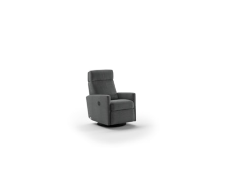 Contemporary Swivel Power Recliner with Adjustable Headrest