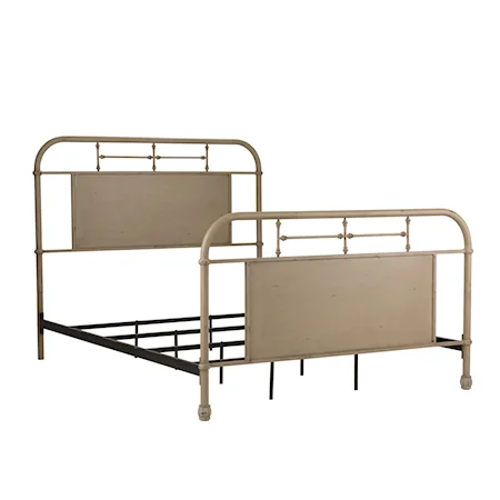 Queen Metal Bed with Turned Spindles