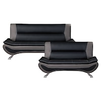 Contemporary 2-Piece Living Room Set with Chrome Legs