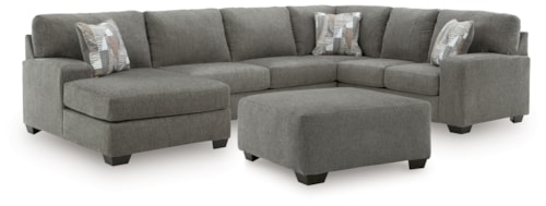 3-Piece Sectional And Oversized Ottoman