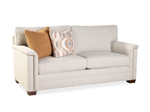 Transitional Two Cushion Sofa with Nailheads