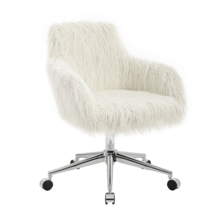 Dawson Faux Fur Barrell Office Chair Wht