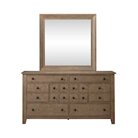 Rustic 7-Drawer Dresser and Mirror Set